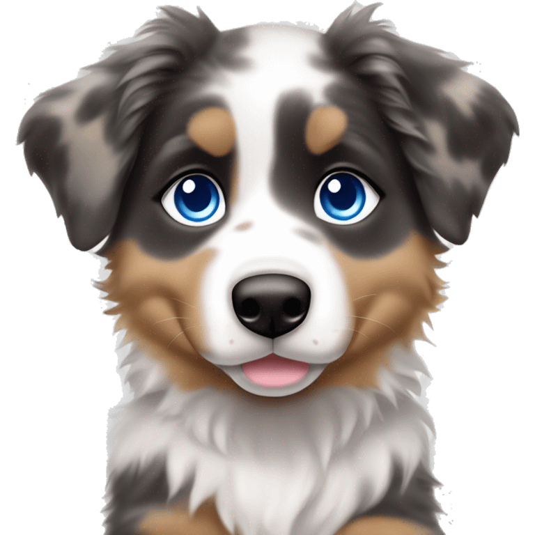 merle australian shepherd puppy with blue eyes paws at bottom peeking emoji