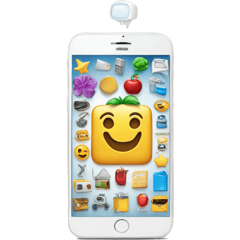 Create emoji in the form of a smartphone with a variety of applications that symbolize innovation and technology emoji