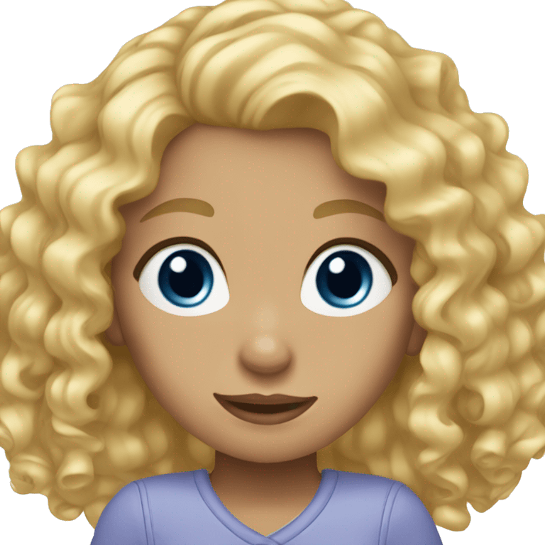 Girl with curly blonde hair blue eyes  emoji