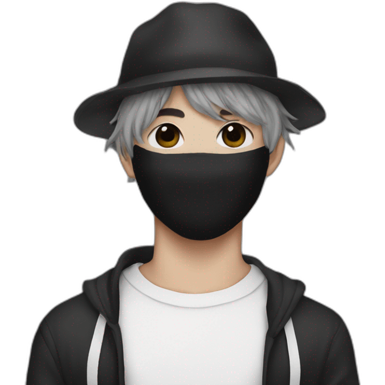 Kim Taehyung with a black mask emoji