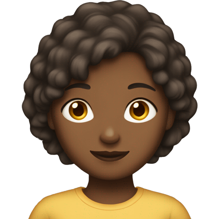 A girl with dark brownhair and brown skin with layers and ten years old emoji