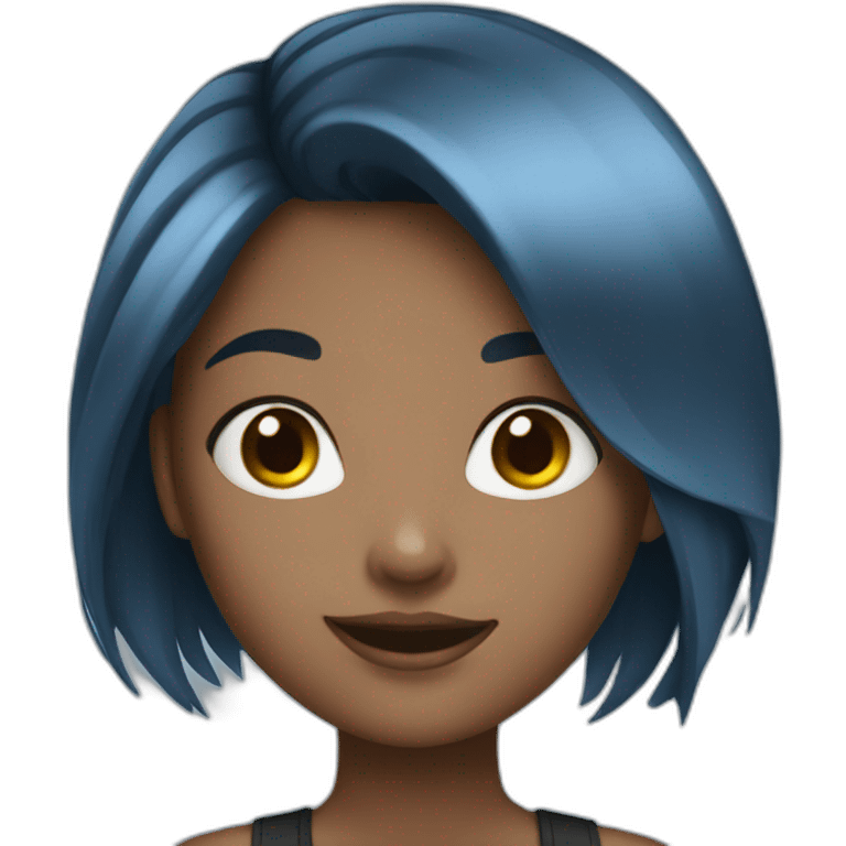 Blackblue hair girl emoji