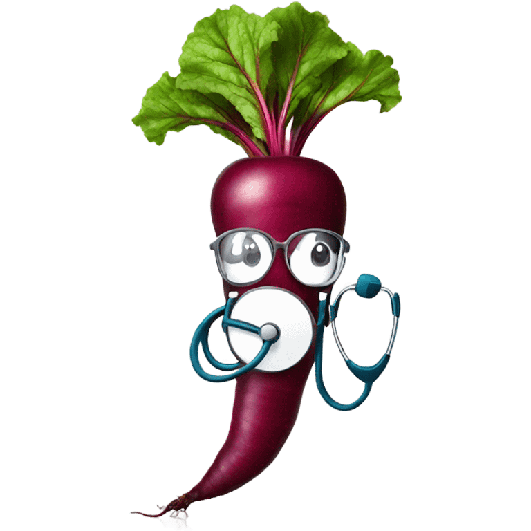 A beetroot with a stethoscope around it. emoji