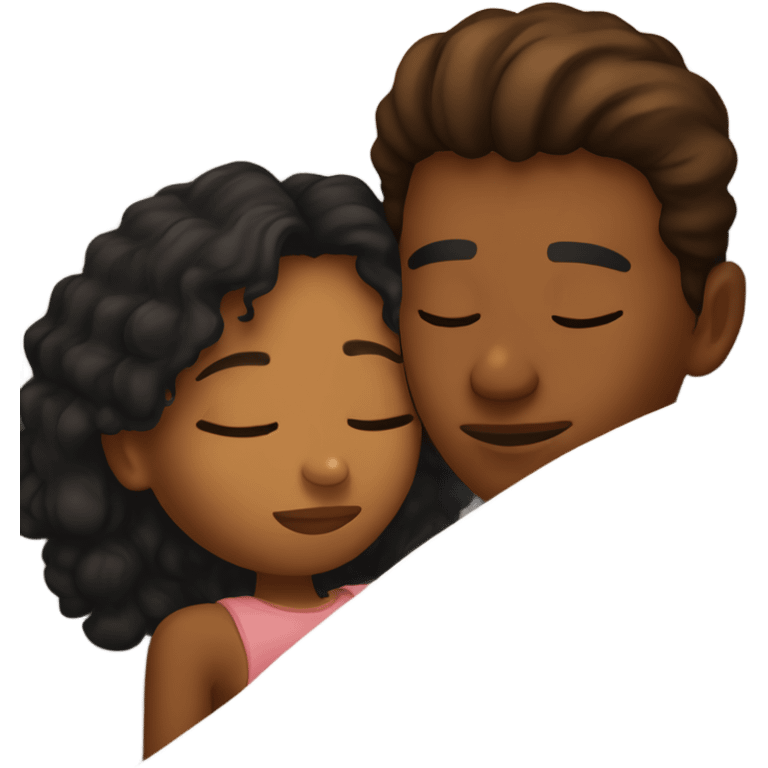 Kissing a brown girl goodnight on the forehead as she lays in bed emoji