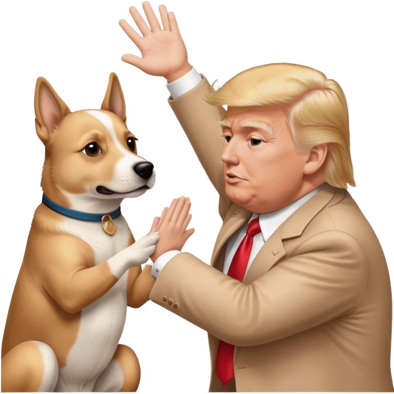 donald trump giving a dog a high five emoji