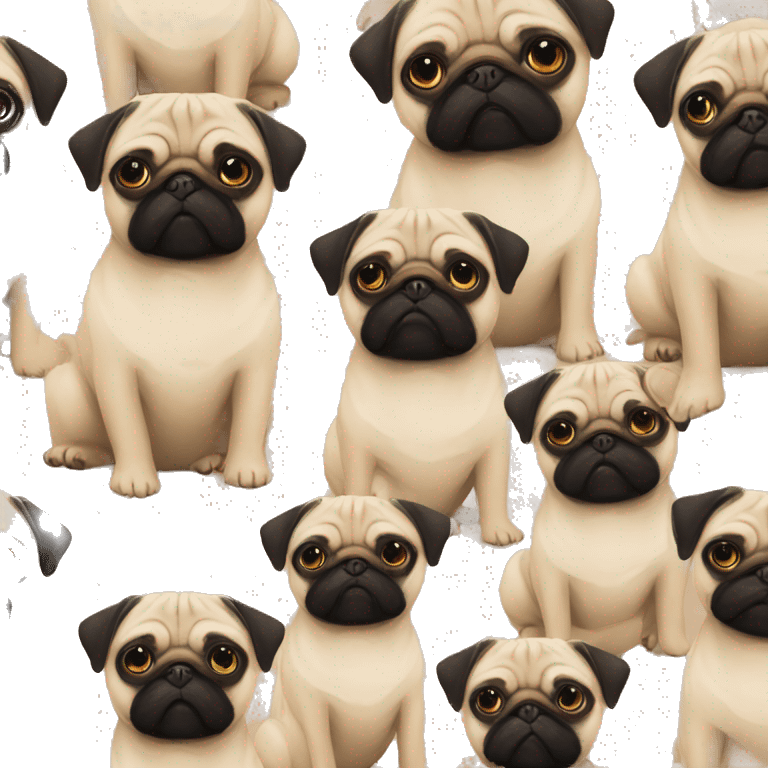 a pug couple, a beige pug and a black pug emoji