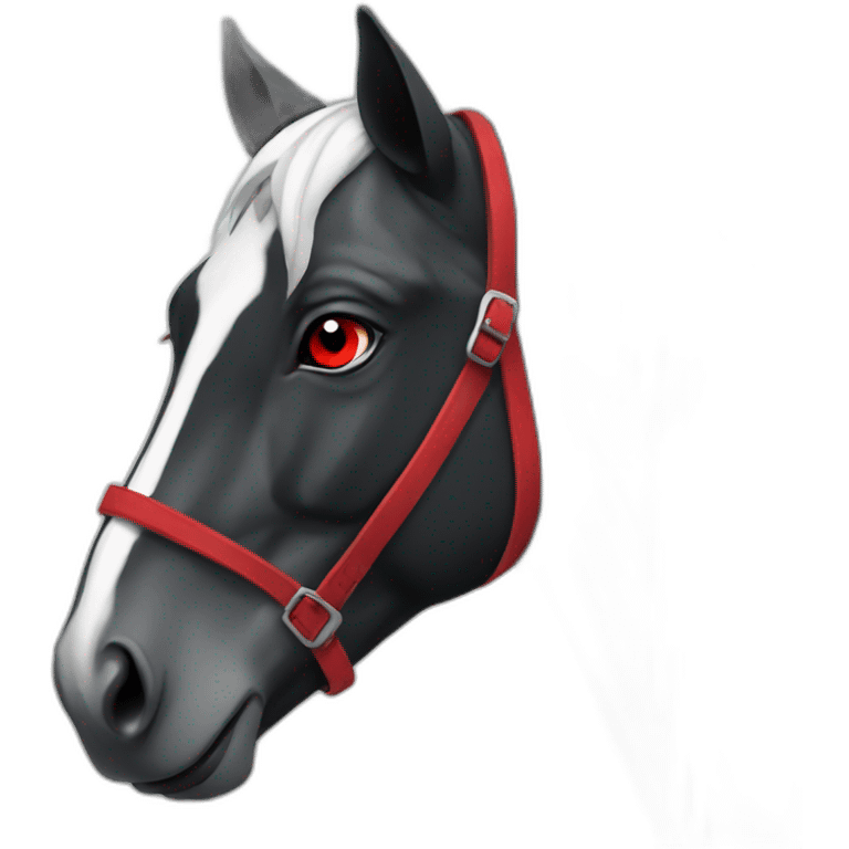 Black&white horse with red eyes emoji