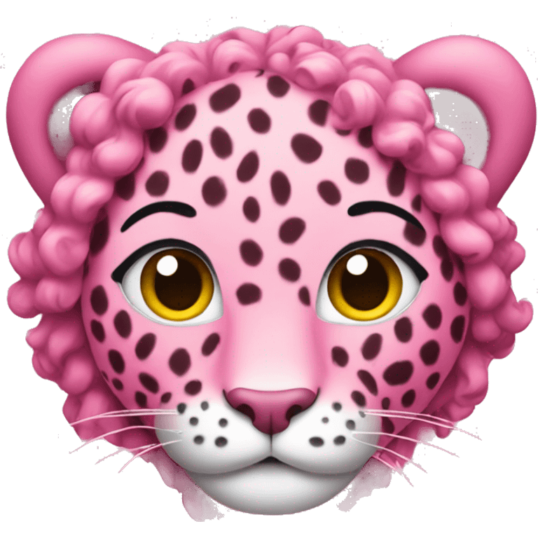 Pink leopard with curly hair emoji