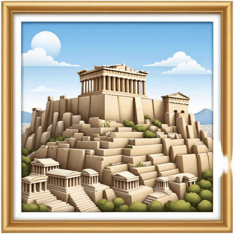 Cinematic Realistic Acropolis Landmark Emoji, showcasing ancient ruins set against a clear sky rendered with intricate detail and timeless lighting. emoji