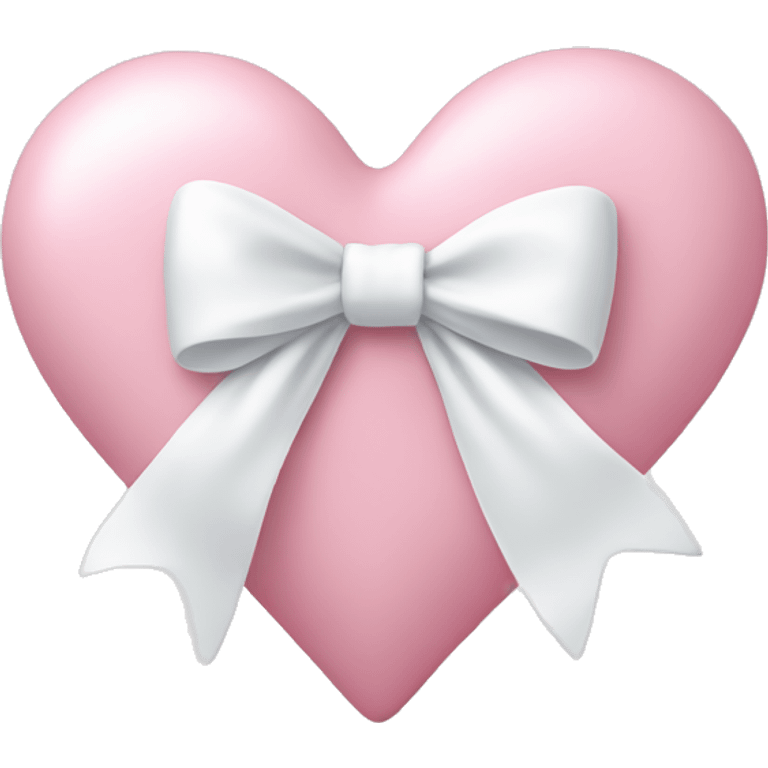 Pastel pink heart with white bow emoji