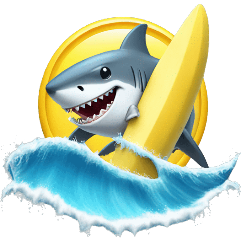 shark surfing and eating a banana emoji