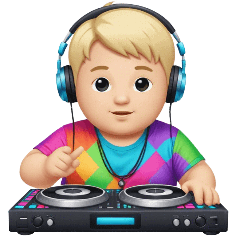 blond chubby dj boy in colorful outfit emoji