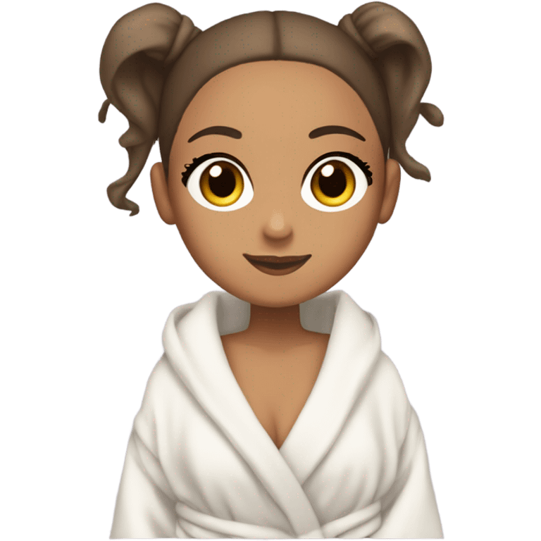 ariana grande in bath robe with hair towel emoji