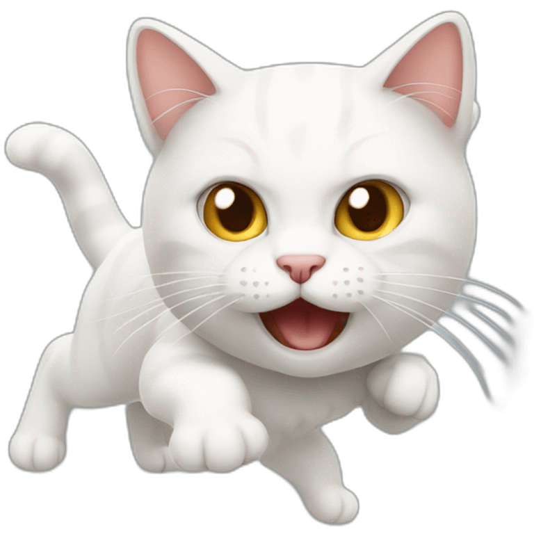 white fighting cat crazy cat emoji