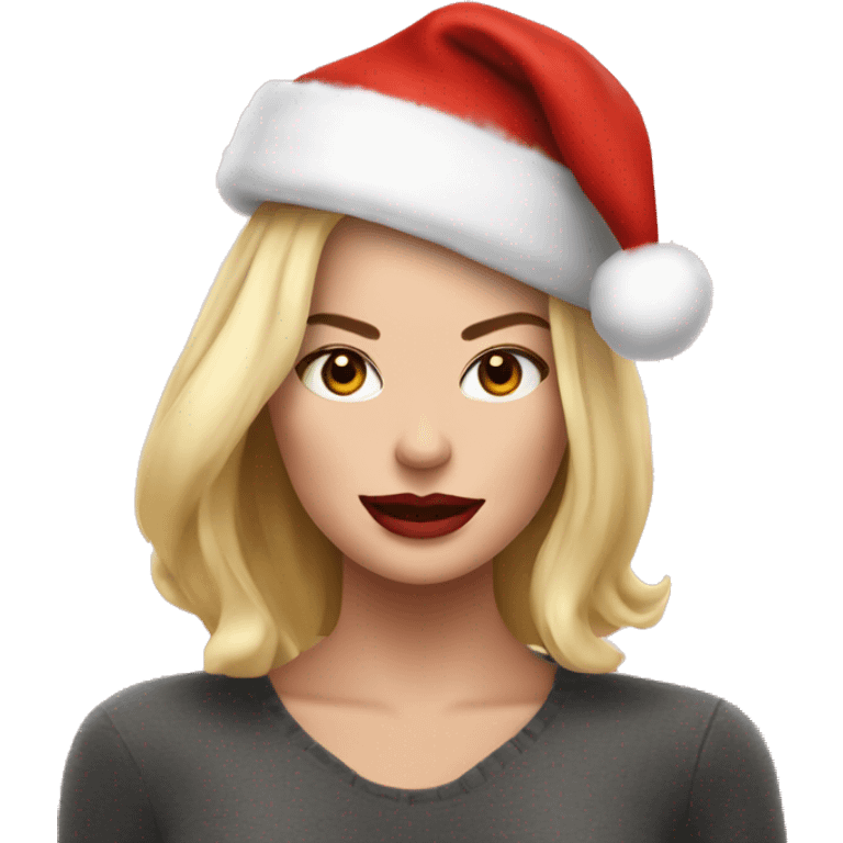 Margot Robbie with santa hat emoji