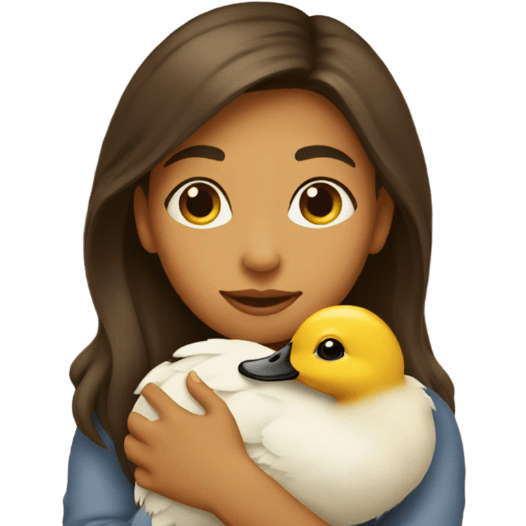 Women cuddling a duckling  emoji