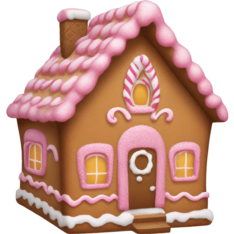 A pink gingerbread house emoji