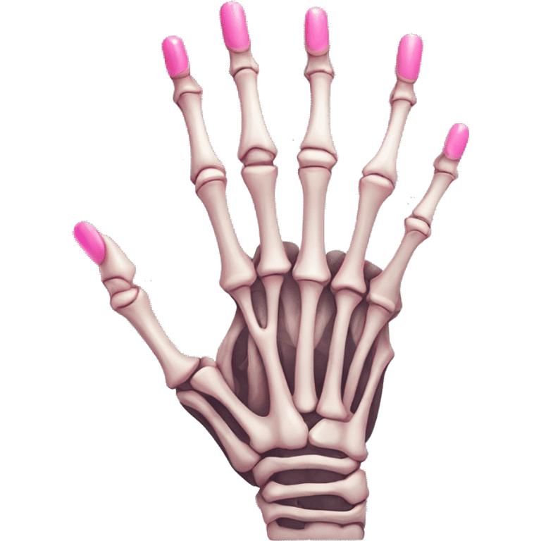 skeleton hand with long pink nails emoji