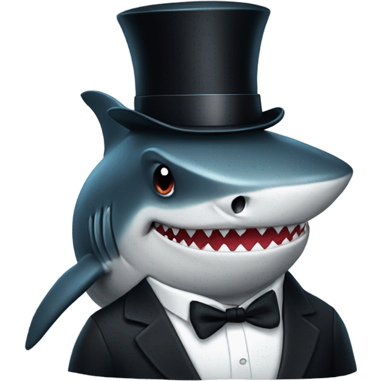 Shark with a top hat emoji