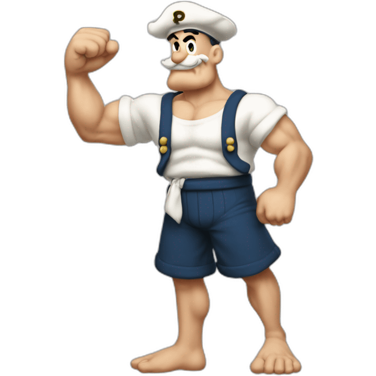 popeye the sailor show his left arm，full-body emoji