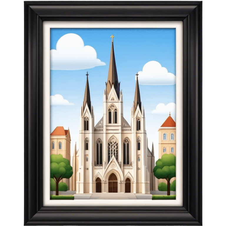 Cinematic Realistic Zagreb Cathedral Landmark Emoji, depicted with Gothic architecture rendered with lifelike detail and majestic, soft lighting. emoji