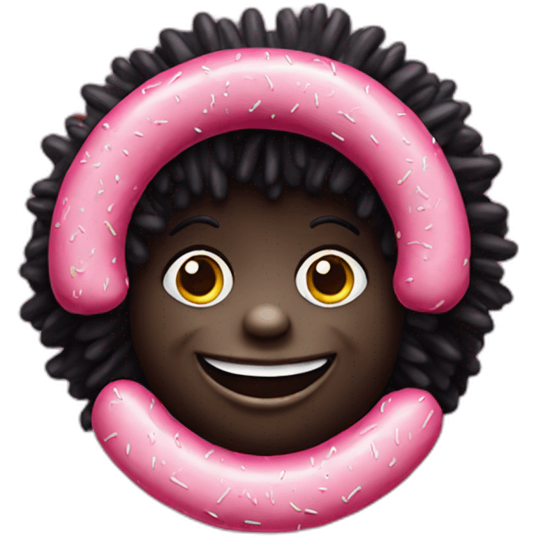 Golliwog with pink iced donuts emoji