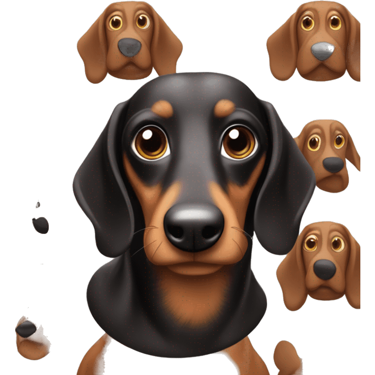 Sausage dog that’s black brown and Greg dapple emoji