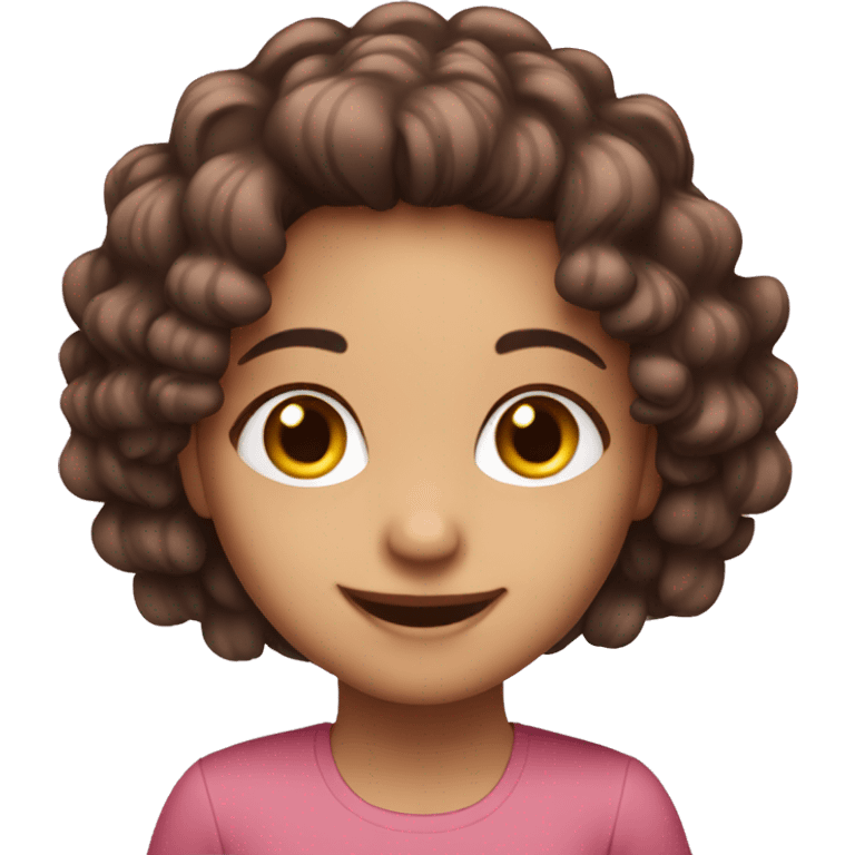 pink and lon haired girl with brown eyes and smiling emoji