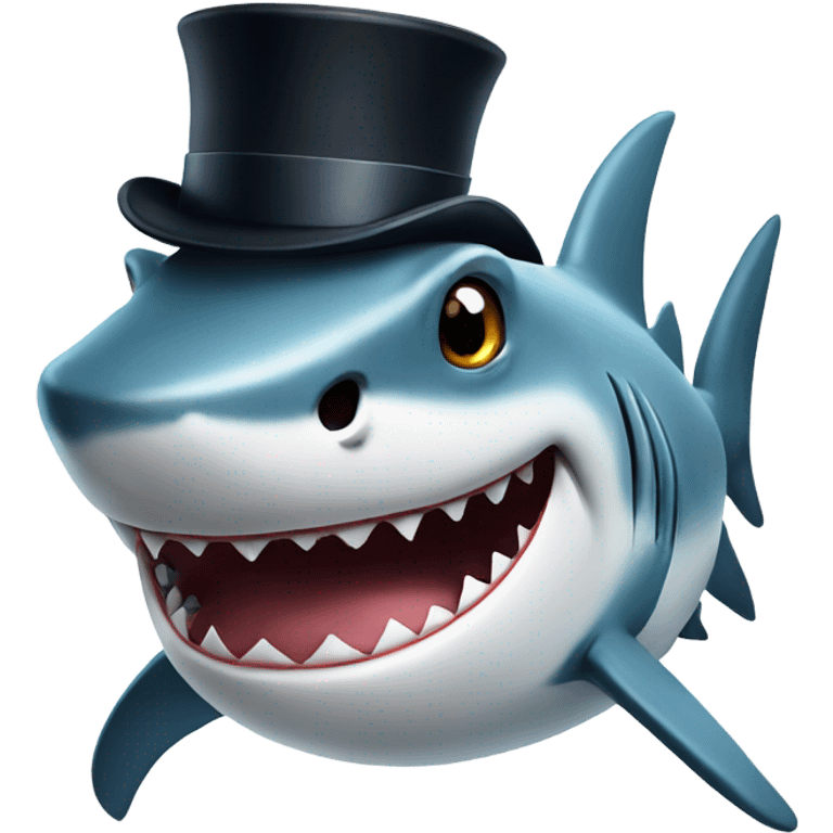 Shark with a top hat emoji