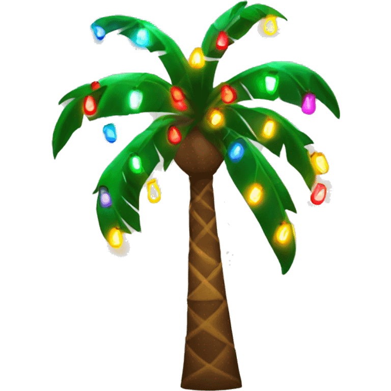 Palm tree with colorful Christmas lights emoji