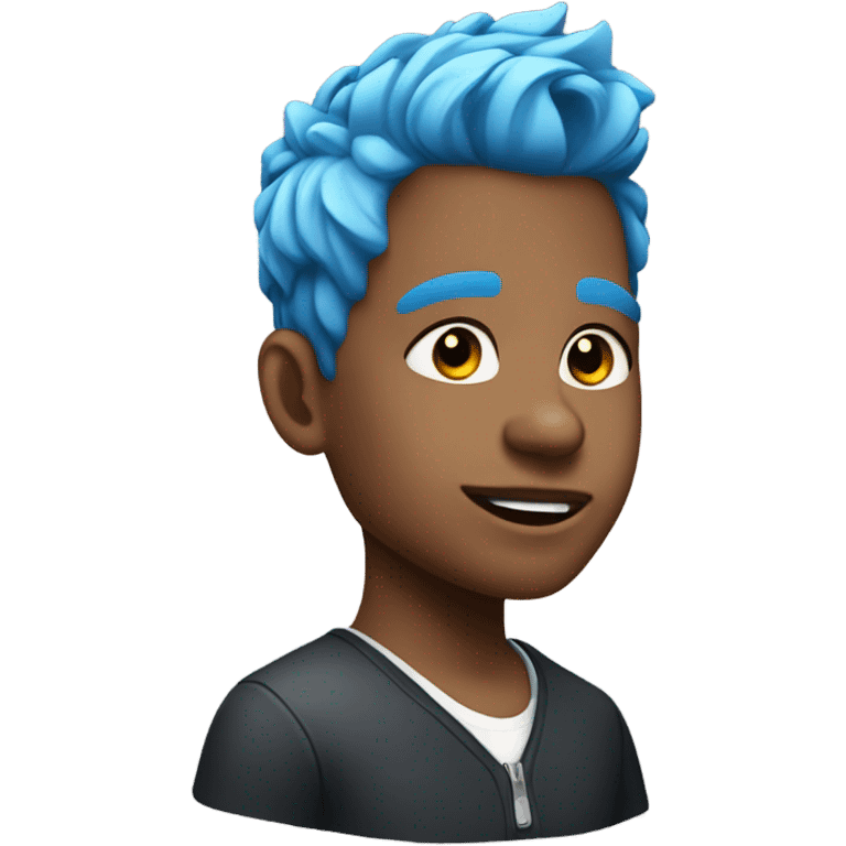 Blue haired boy white low taper fade emoji