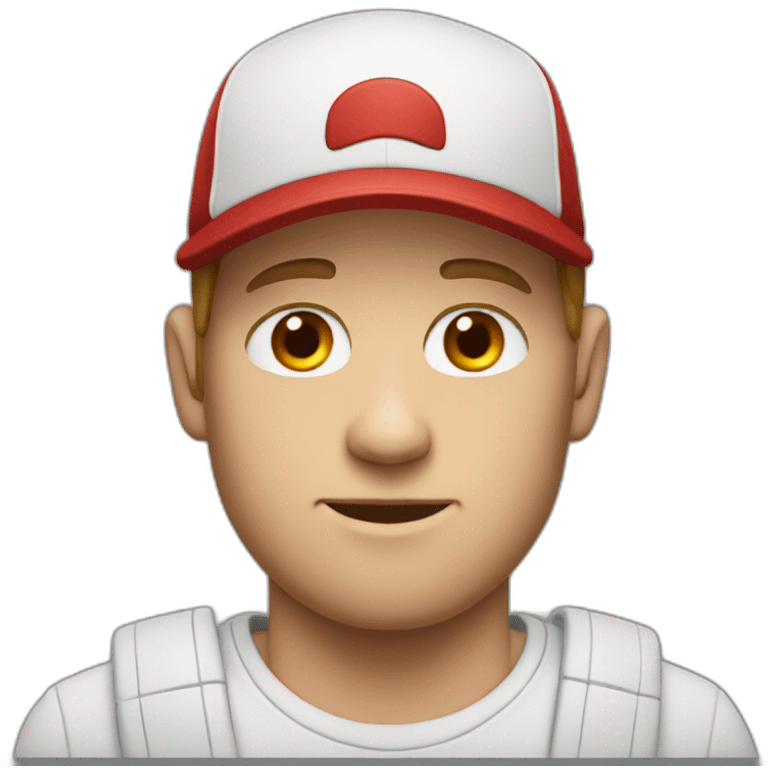 White guy with red cap and scar emoji