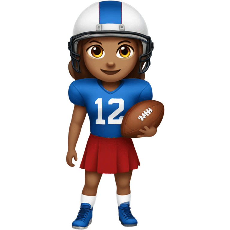 Brunette hair brown eye girl playing American football emoji