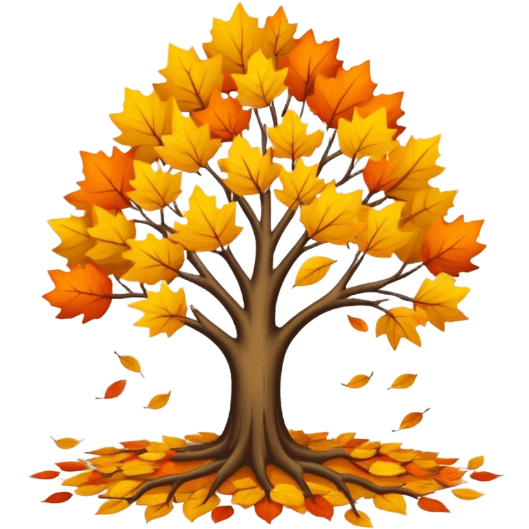 autumn tree with leafless falling  emoji