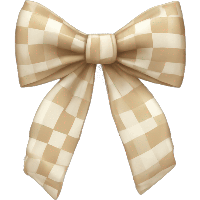 Beige and white checkered bow emoji