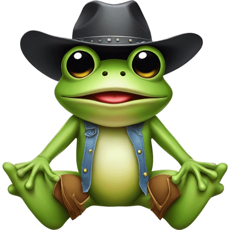 Frog with a cowboy hat wearing disco boots emoji