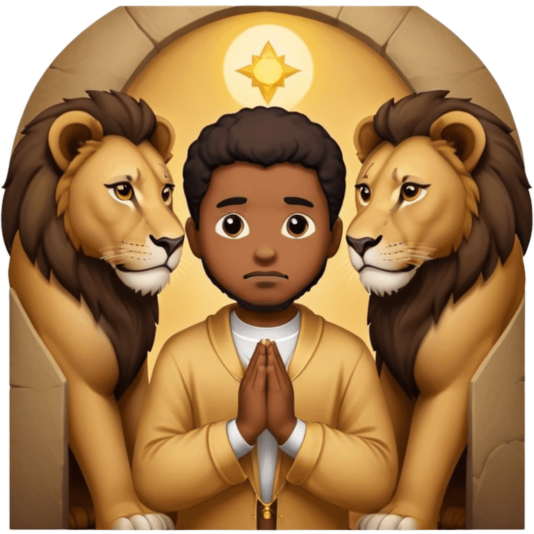 Black Daniel in lions den praying emoji