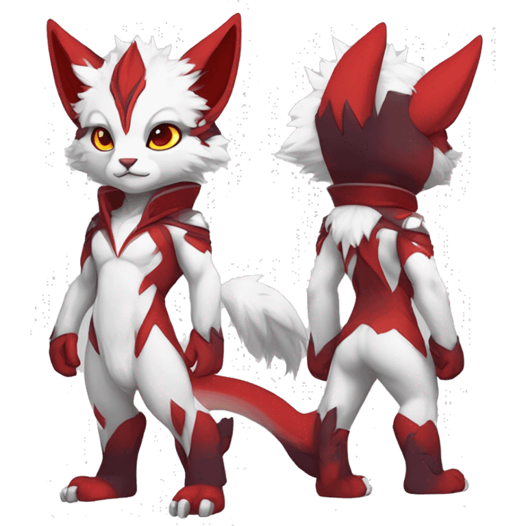 Anthro-Edgy-Cool-White-Red-Contrast-Colors-Fantasy-Fur-Sona-Chibi-Shiny-Fakémon-Hybrid full body emoji