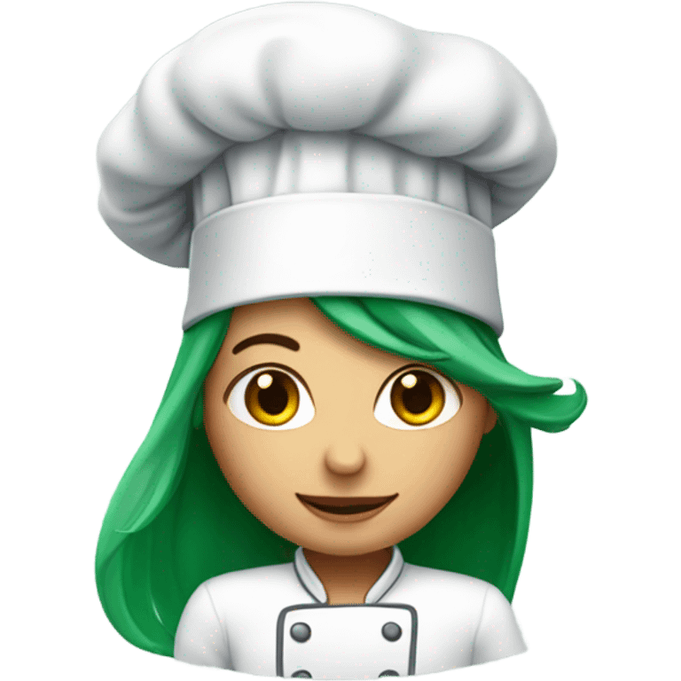 girl with long green hair wearing chef's hat emoji