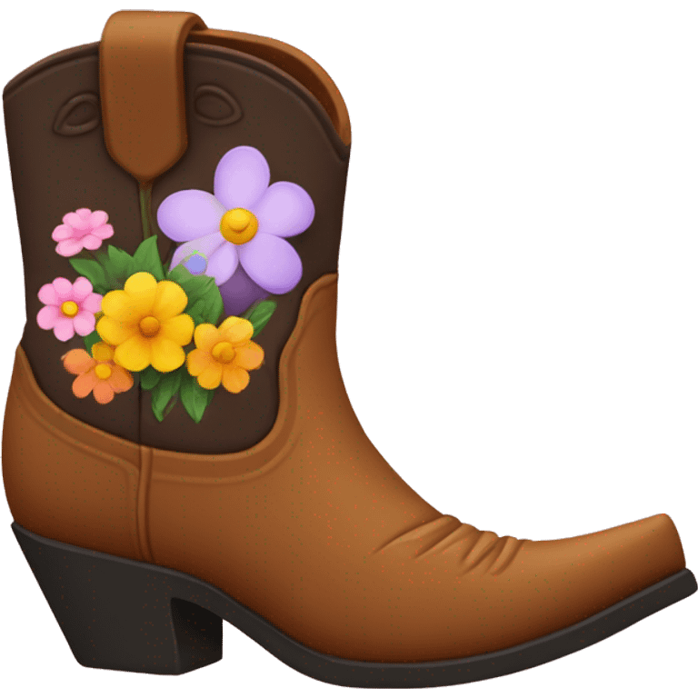 Cowboy boot with flowers emoji