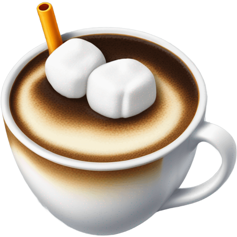 cup of coffee with marshmellows and straw emoji