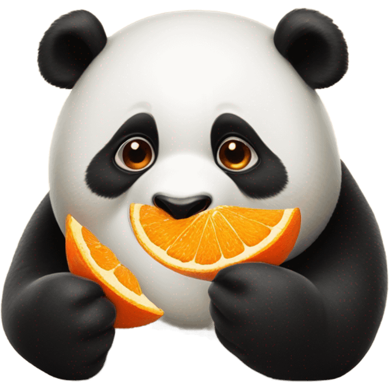 Panda eating orange emoji