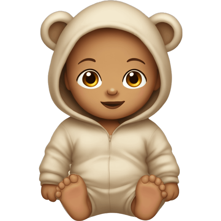 Light skinned baby wearing a bear onesie emoji