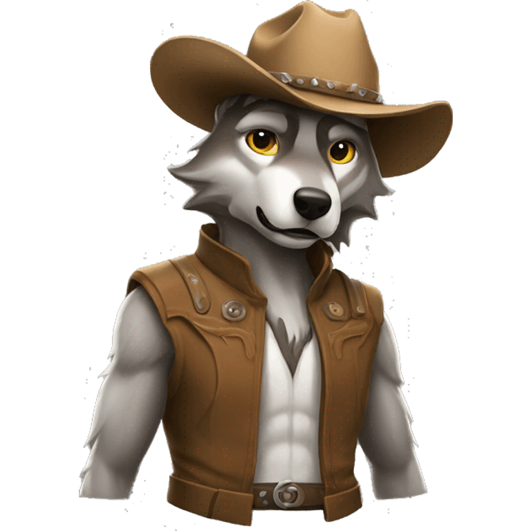 Wolf with cowboy hat jedi emoji