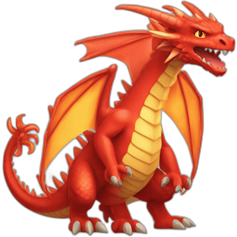 huge red Dragon Pokemon with fire four legs two arms emoji