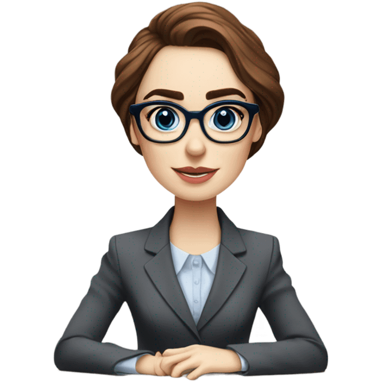 Lily collins blue eyes wearing glasses in a business meeting  emoji