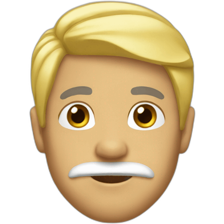 mixed man with blond locks and fin mustache emoji