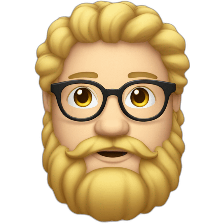 Chubby non binary Big lebowsky round glasses mid-lenght blond hair chaotic res beard vaporizer emoji