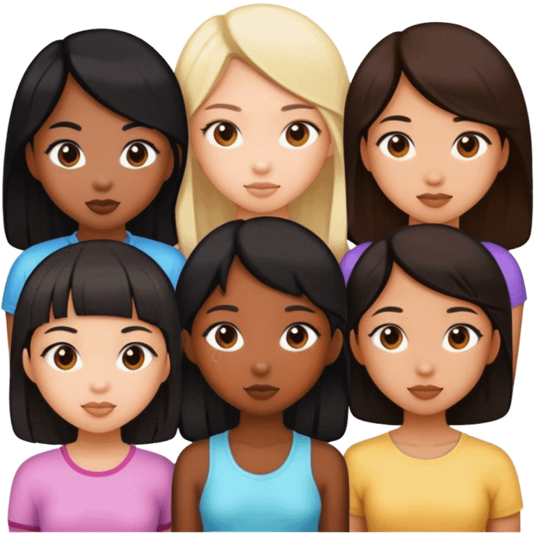 One black girl, four Asian girls emoji