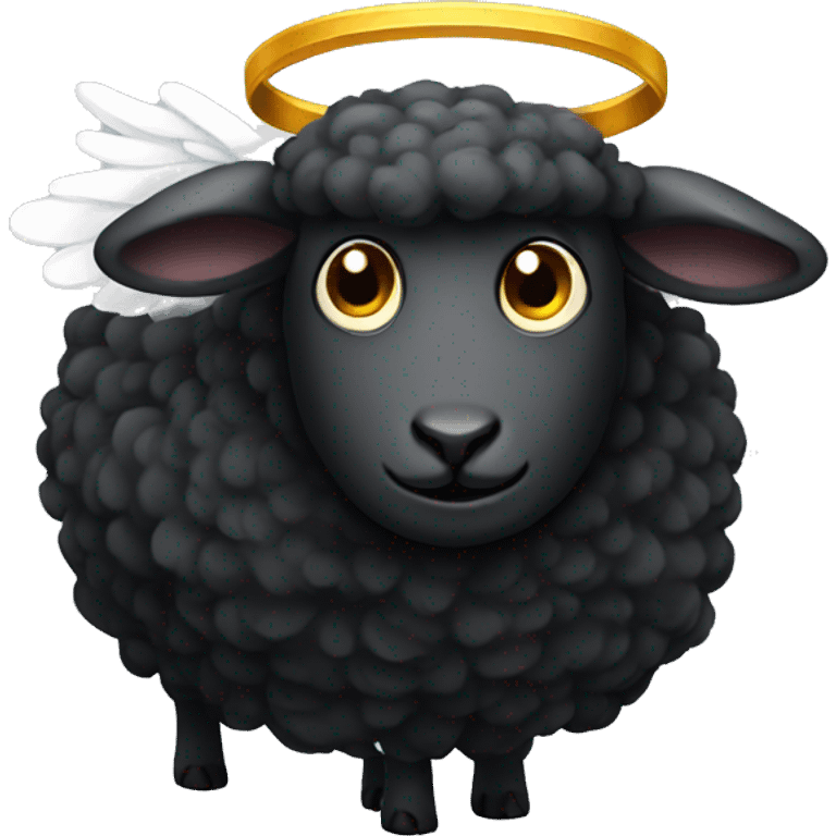 Black sheep with angel wing emoji